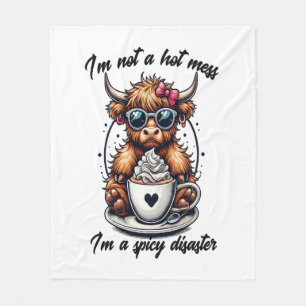 Highland Cow Coffee Png, Coffee Cow Png Fleece Blanket