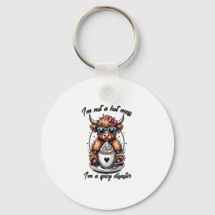 Highland Cow Coffee Png, Coffee Cow Png Key Ring