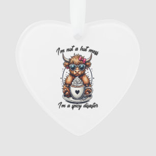 Highland Cow Coffee Png, Coffee Cow Png Ornament