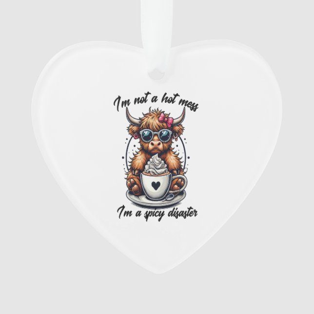 Highland Cow Coffee Png, Coffee Cow Png Ornament (Front)