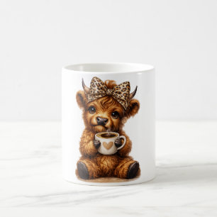 Highland Cow Coffee Wrap: Leopard Bow — Personaliz Mug