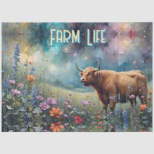 Highland Cow Colourful Meadow *personalise* Tissue Paper