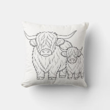 Highland Cow Colouring Book Pillow