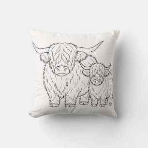 Highland Cow Colouring Book Pillow