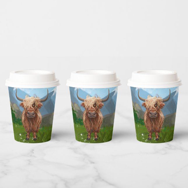 HIghland Cow Coming and Going Party Paper Cups (Multi)