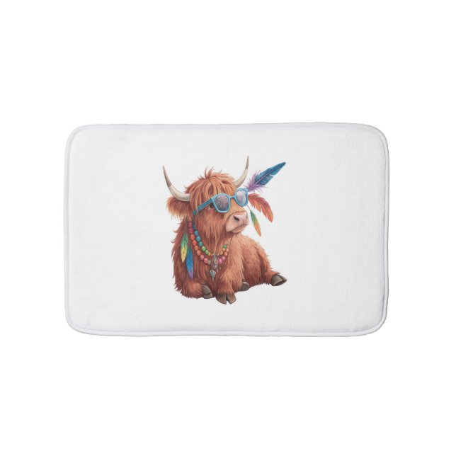 Highland Cow , Cool Cow , Sunglass Bath Mat (Front)