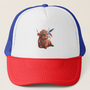 Highland Cow , Cool Cow , Sunglass Trucker Hat