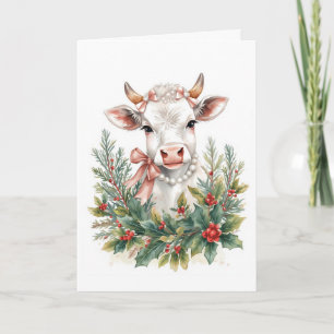 Highland Cow Coquette Christmas  Holiday Card