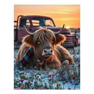 Highland Cow Country Christmas Photo Print