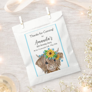 Highland Cow , Cow Birthday Party  Favour Bags