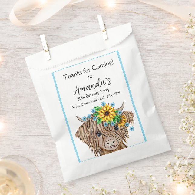 Highland Cow , Cow Birthday Party  Favour Bags (Clipped)