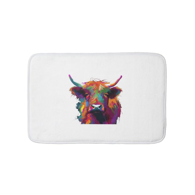 highland Cow, cow, highland cow art, cute highland Bath Mat (Front)