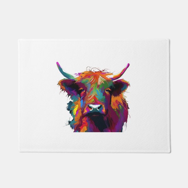 highland Cow, cow, highland cow art, cute highland Doormat (Front)