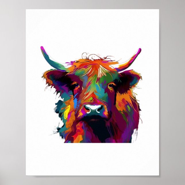 highland Cow, cow, highland cow art, cute highland Poster (Front)