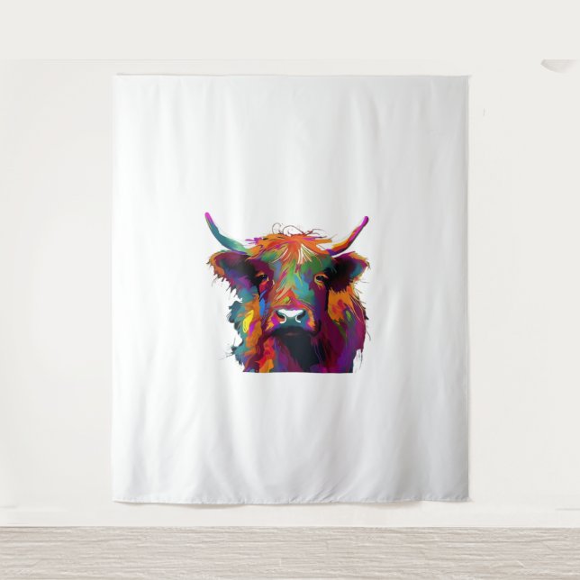 highland Cow, cow, highland cow art, cute highland Tapestry (Front)
