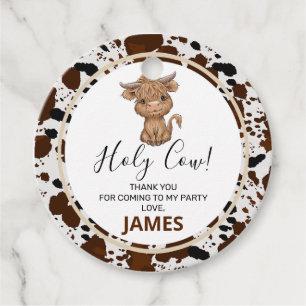 Highland Cow Cow Print Birthday Favor Tag