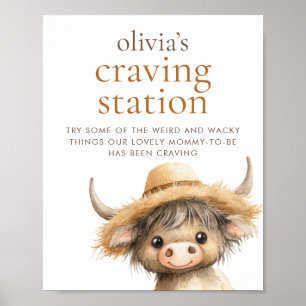 Highland Cow Cravings Station Baby Shower Poster