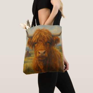 Highland Cow Cross Body Tote (Front & Rear View)