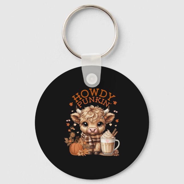 Highland Cow, Cute And Cosy Ready For Fall Fun! Lo Key Ring (Front)