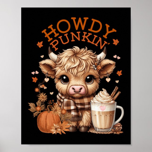 Highland Cow, Cute And Cosy Ready For Fall Fun! Lo Poster (Front)