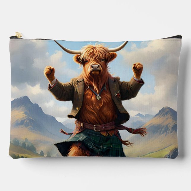 Highland Cow Dancing The Highland Fling, Accessory Pouch (Front)