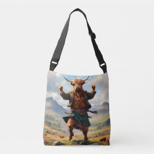 Highland Cow Dancing The Highland Fling, Crossbody Bag
