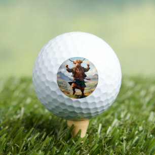 Highland Cow Dancing The Highland Fling, Golf Balls