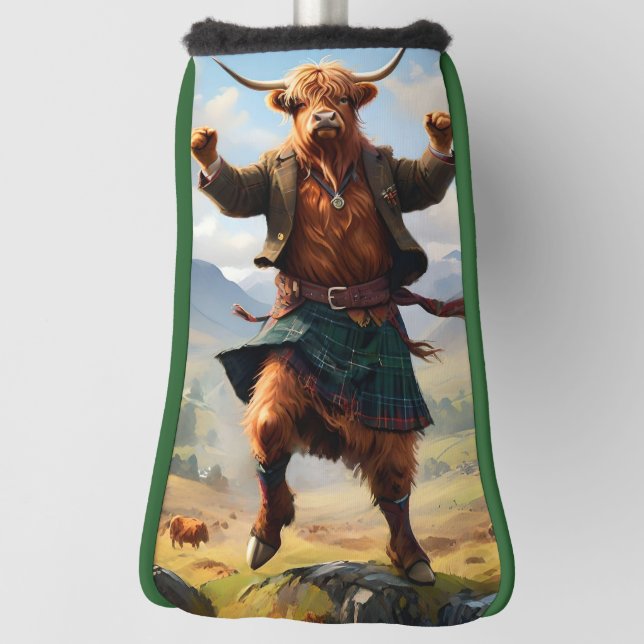 Highland Cow Dancing The Highland Fling, Golf Head Cover (Rotate 90)