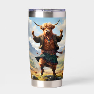 Highland Cow Dancing The Highland Fling, Insulated Tumbler