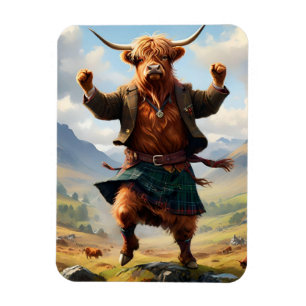 Highland Cow Dancing The Highland Fling, Magnet
