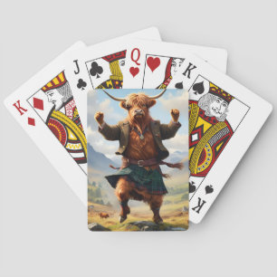Highland Cow Dancing The Highland Fling, Playing Cards