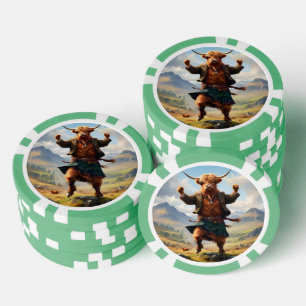 Highland Cow Dancing The Highland Fling, Poker Chips