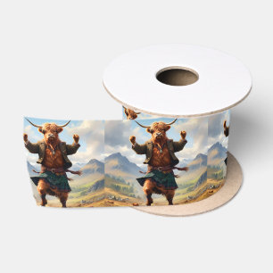 Highland Cow Dancing The Highland Fling, Satin Ribbon