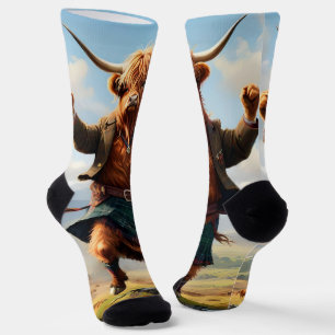 Highland Cow Dancing The Highland Fling, Socks