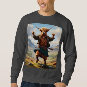 Highland Cow Dancing The Highland Fling, Sweatshirt