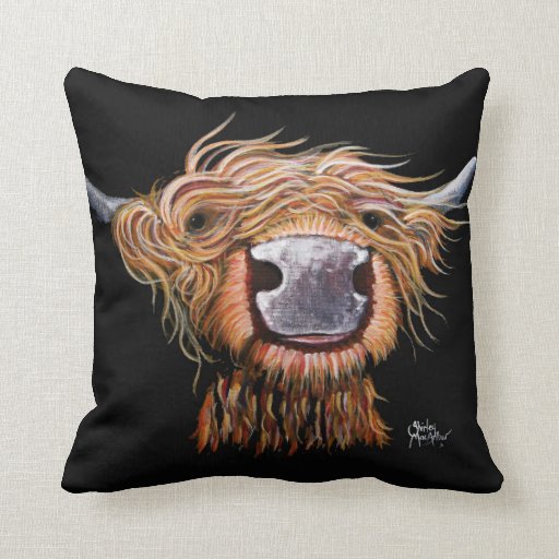 Image of Highland Cow 'Dashing Dougal' Throw Pillow Cushion