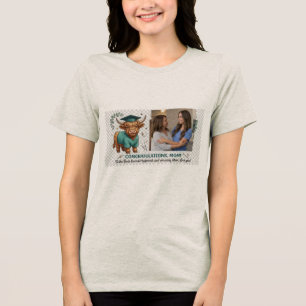 Highland Cow Dental Hygienist Graduation Photo Fra Tri-Blend Shirt