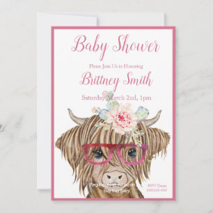 Highland Cow, Desert Cacti Personalise Invitation