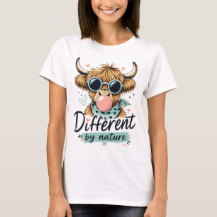 Highland Cow Different by Nature Cute Graphic T-Shirt