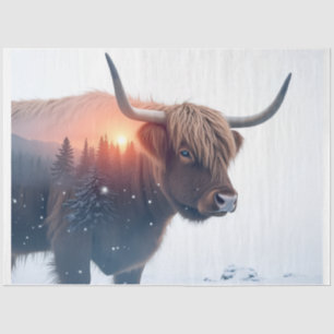 highland cow double exposure tissue paper