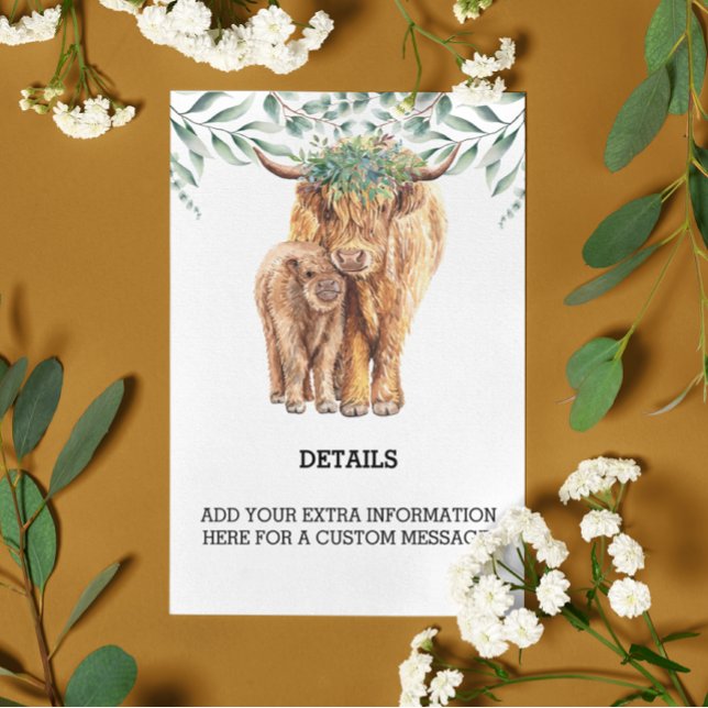 Highland Cow Eucalyptus Details Custom  Enclosure Card (Creator Uploaded)