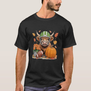 Highland Cow Fall Football Game Day Pumpkin Spice T-Shirt