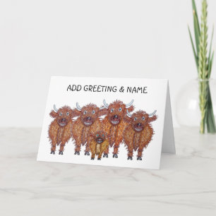 Highland cow family  card