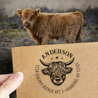 Highland Cow Family Return Address