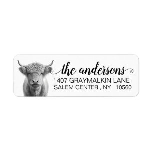 Highland Cow Farm Calligraphy Name 