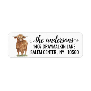 Highland Cow Farm Calligraphy Name address 