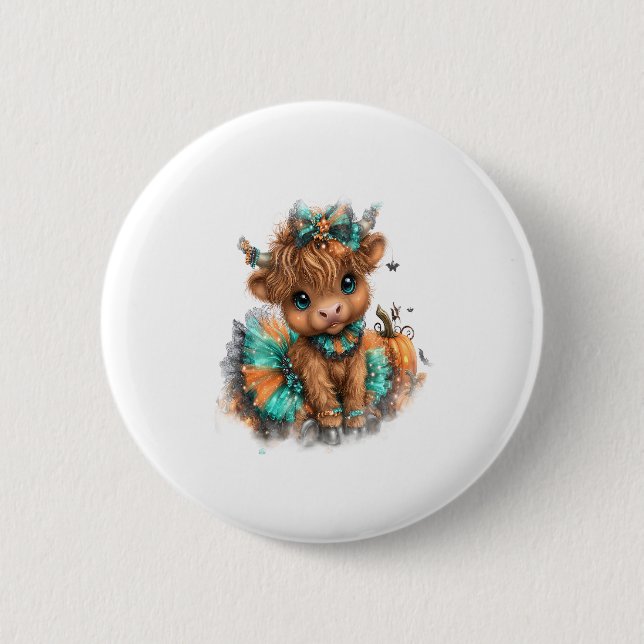Highland Cow Farm Halloween 6 Cm Round Badge (Front)
