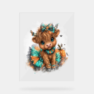 Highland Cow Farm Halloween Acrylic Sign