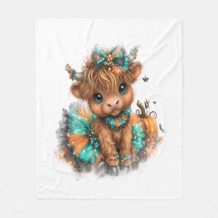 Highland Cow Farm Halloween Fleece Blanket