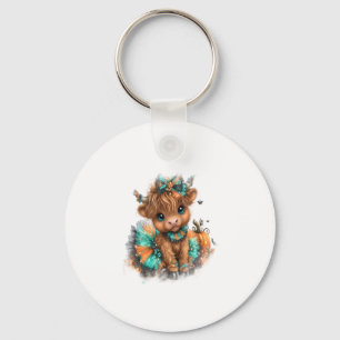 Highland Cow Farm Halloween Key Ring
